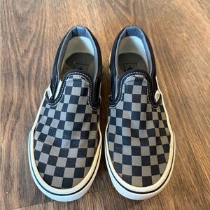 Vans Kids Checkered Slip-On Sneakers - Black and Gray